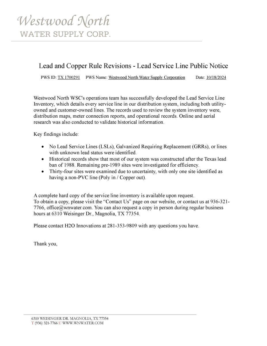 Lead and Copper Rule Revisions Public Notice